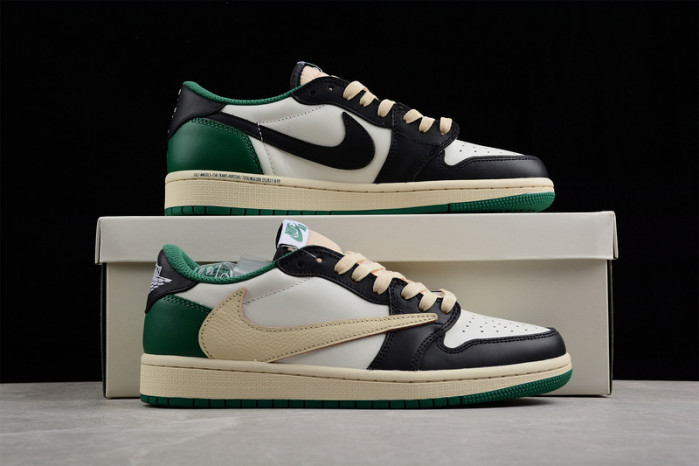 aj1 st travis scott x air jordan 1 retro low green black dm7866-128