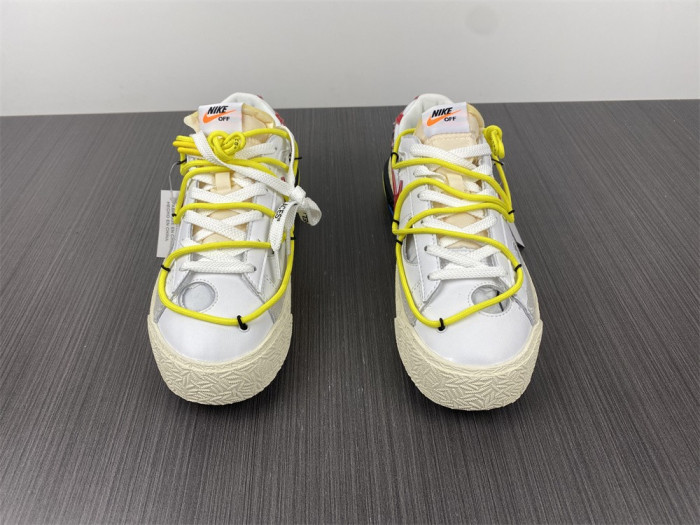 ow x nike blazer low in white and university red dh7863-100