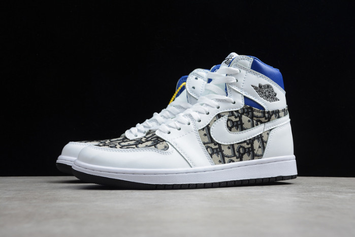 new arrive air jordan 1 high white blue black 553668-100