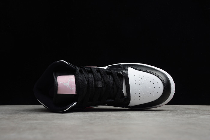 jordan 1 mid white black light arctic pink (gs) 555112-103