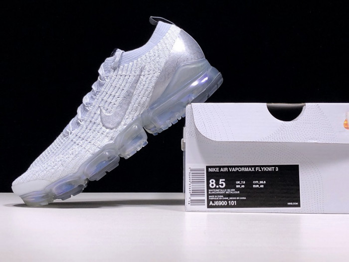 nike air vapormax flyknit 3 white reflect silver aj6900-101