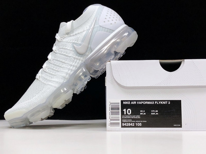 nike air vapormax flyknit 2 white vast grey 942842-105