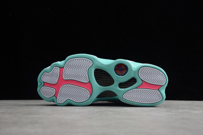 jordan 13 retro white soar green pink (gs) 439358-100
