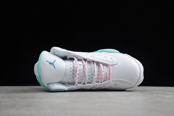 jordan 13 retro white soar green pink (gs) 439358-100