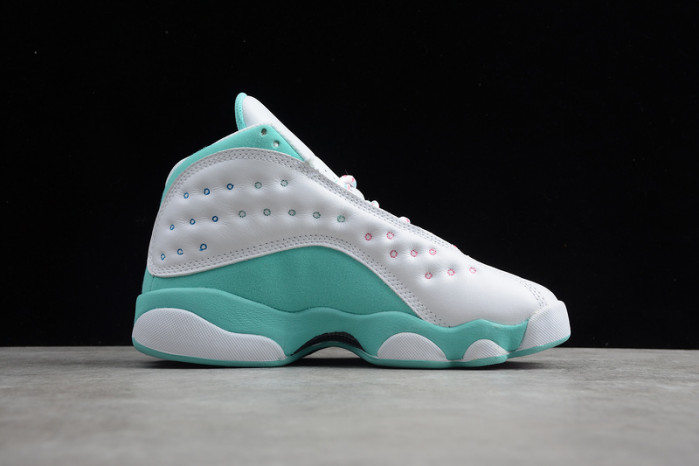 jordan 13 retro white soar green pink (gs) 439358-100