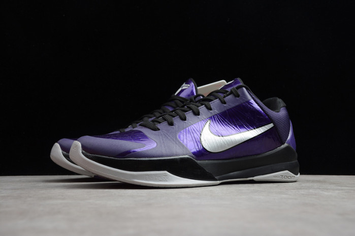 nike zoom kobe 5 ink metallic silver black purple shoes 386430-500