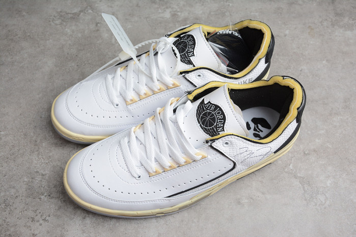 ow x air jordan 2 low sp white black grey dj4375-101